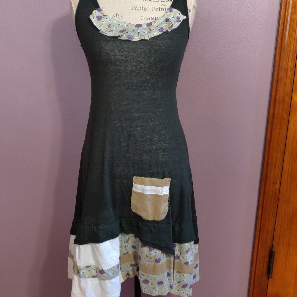 Green Ian Mosh Patchwork Sleeveless Dress Size S